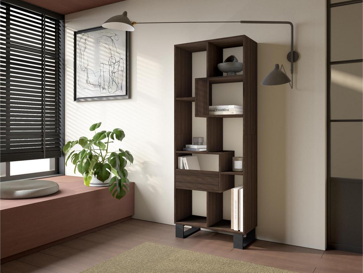 REGAL Bibliothek, Eiche dunkel, 67/31/174cm - Dunkelbraun, Holzwerkstoff (67/174/31cm) - Skraut Home