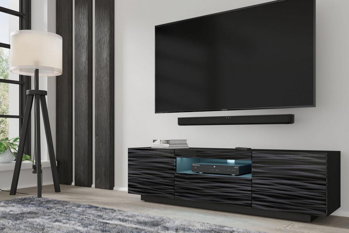 TV LOWBOARD Schwarz Hochglanz 150/42/37 - Schwarz Hochglanz, Holzwerkstoff (150/42/37cm) - RAUMHIRSCH FURNITURE