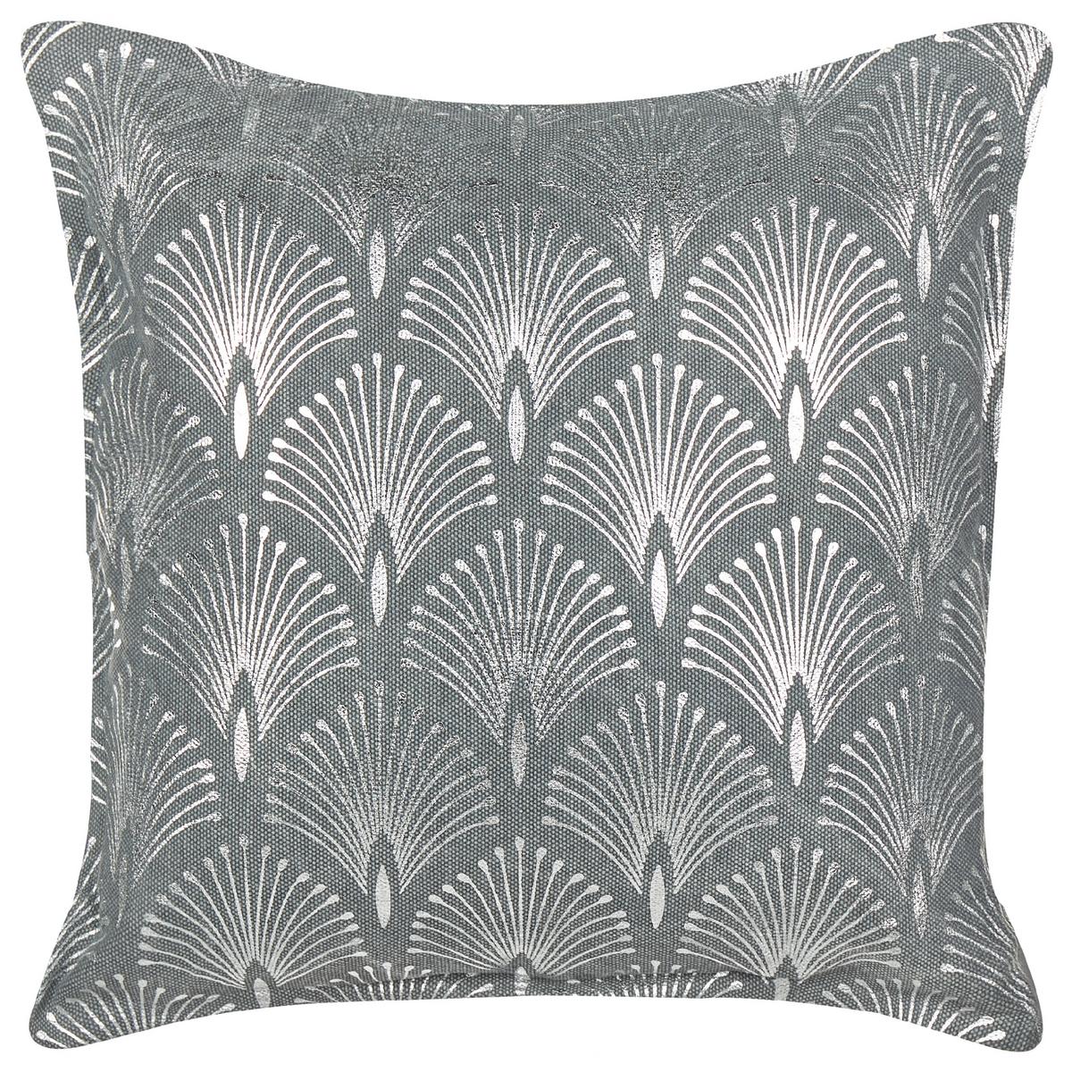 DEKOKISSEN 2er-Set Grau 45/45 cm Hoya - Silberfarben/Grau, Naturmaterialien (45/45cm) - Beliani