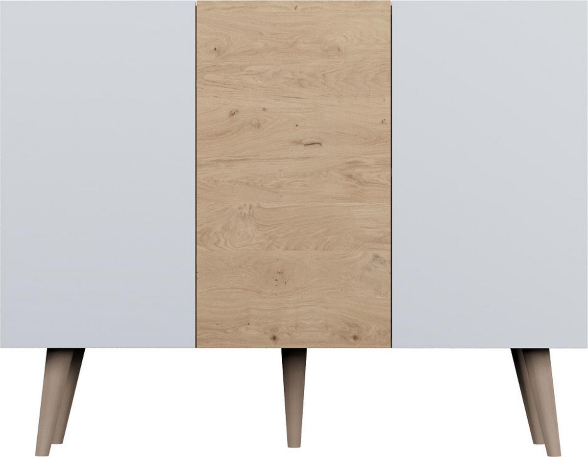 SIDEBOARD Ivy 120/95/40 in Lancelot Eiche, Weiß - Hellbraun/Eiche Artisan, Holz/Holzwerkstoff (120/95.5/39.9cm) - WFL GROUP