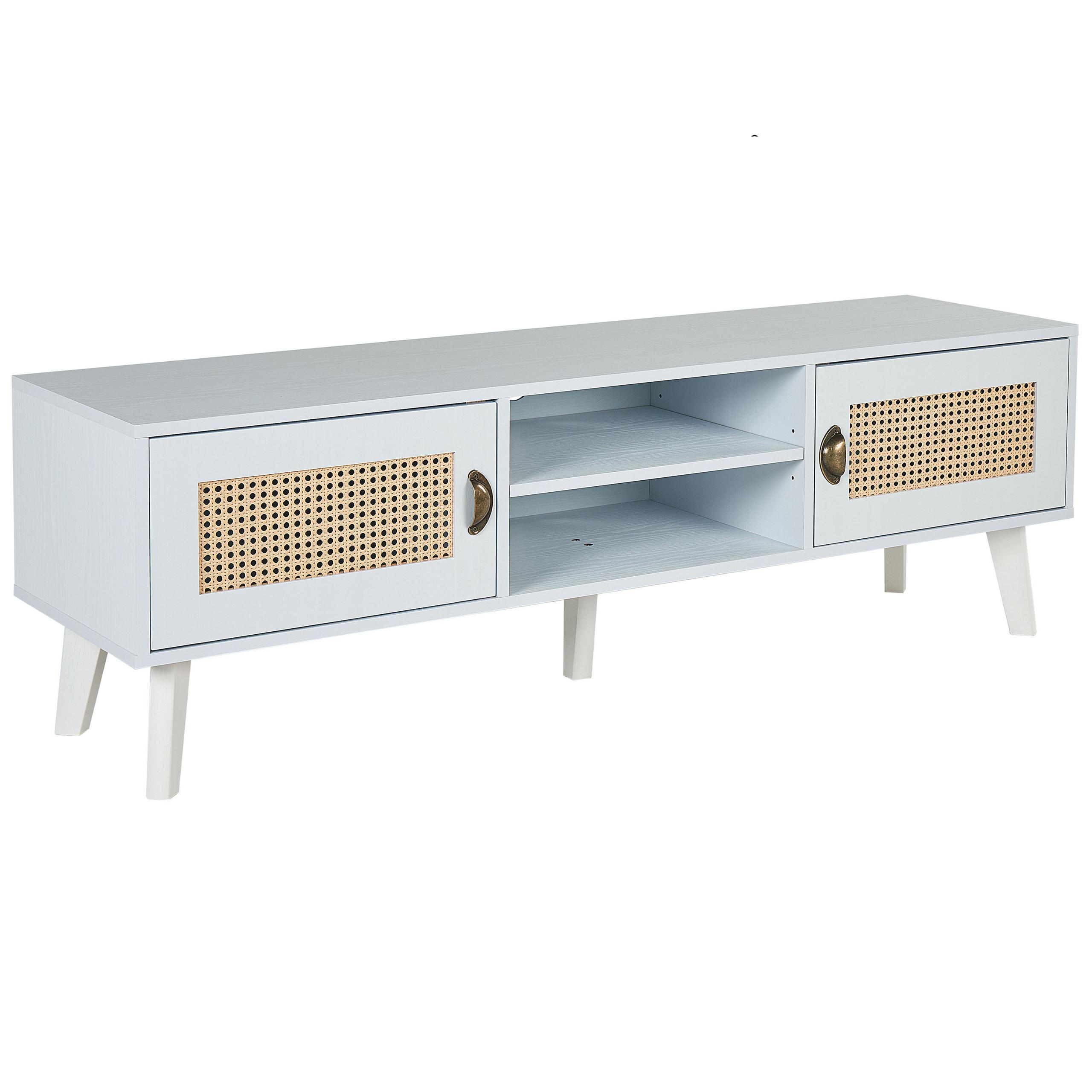 TV-MÖBEL Weiß, Beige PARTON 39/140/45 cm - Weiß, Holzwerkstoff (140/45/39cm) - Beliani