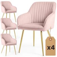 POLSTERSTUHL 4er Set, Metallbeine Rosa, Gold 54,5/82/58 - Rosa, Textil (55/82/52cm) - RAUMHIRSCH FURNITURE