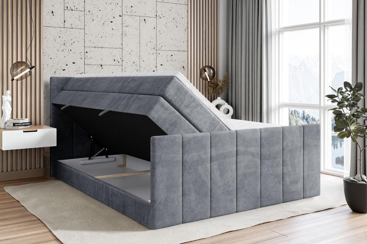 BOXSPRINGBETT MOETI-Z KING - 180x200 - H3/H4 - Grau - Grau, Holzwerkstoff (180/200cm) - ALTDECOR