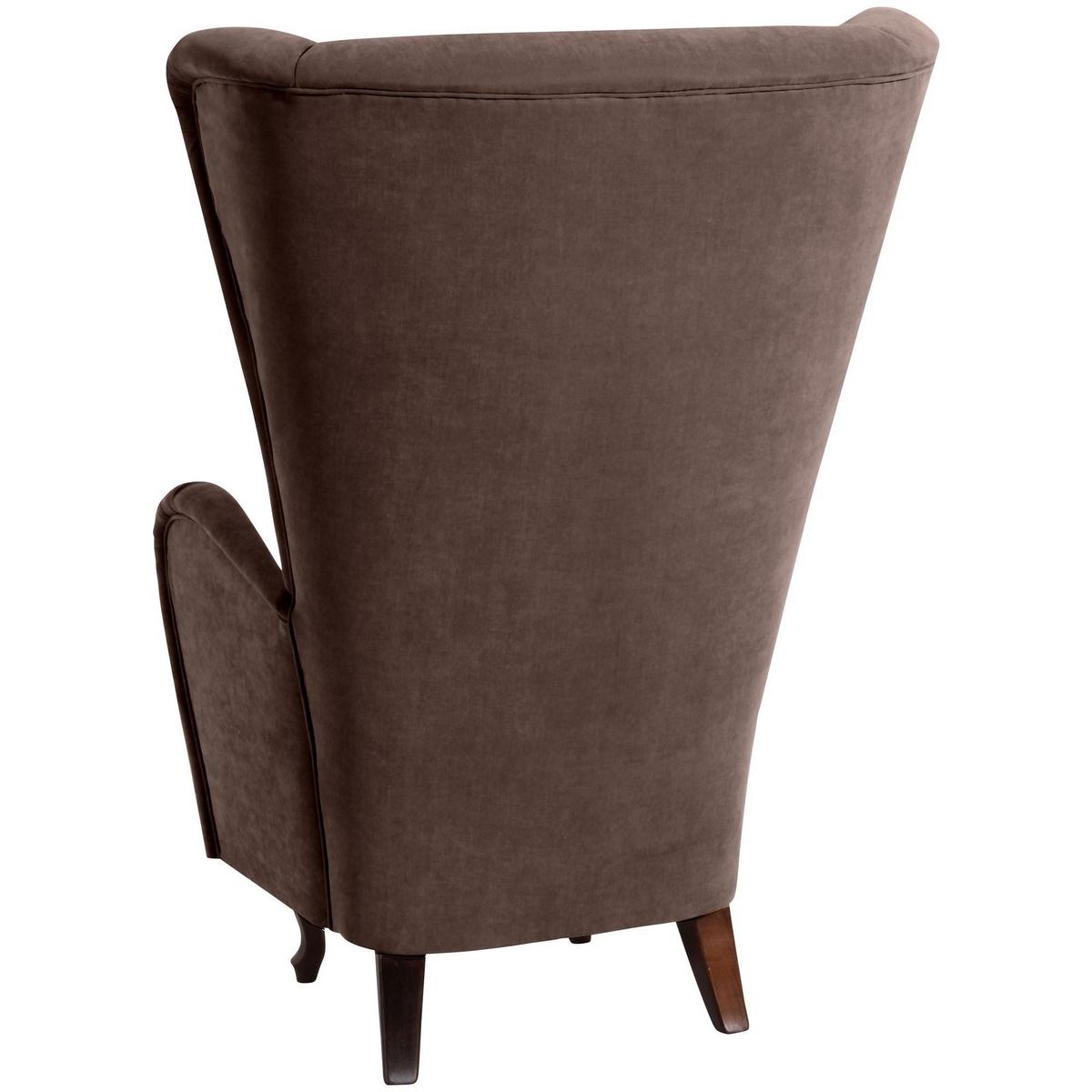 HOCHLEHNSESSEL Kailey Bezug Velourstoff Buche nussbaum dunkel / braun - Braun, Kunststoff (96/122/89cm) - 58aufmkessel