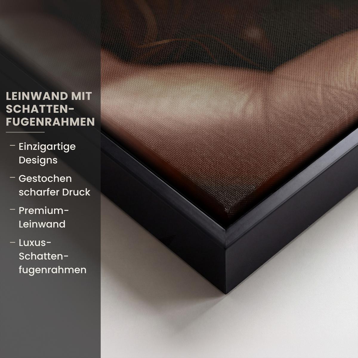 LEINWAND Bilder mit Rahmen - Frau - Gold - Luxus - Porträt - 60x40 - Goldfarben, Textil (60/40cm) - MuchoWow