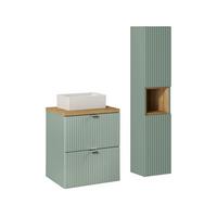 BADMÖBEL 50.4cm Jade 2er-Set Grün und Holz - Grün, Holzwerkstoff (50.4/59/40cm) - Petits-meubles