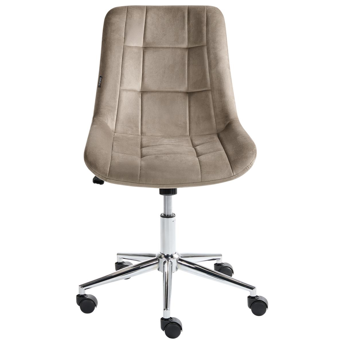 BÜROSTUHL Samtstoff Taupe Melrose - Taupe, Textil/Metall (60/82/60cm) - Beliani