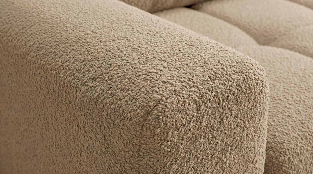 ECKSOFA Ovia mit Bettkasten und Schlaffunktion, Bouclé-Stoff in L-Form - Cappuccino, Textil (270/185cm)