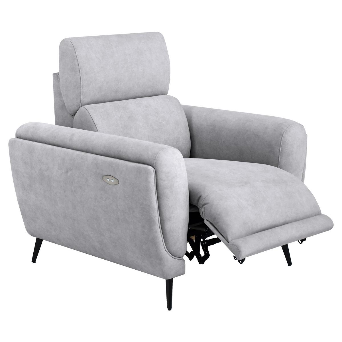 RELAXSESSEL Comfort, mit elektrischer Verstellung und verstellbarer Kopfstütze, Hellgrau - Hellgrau/Schwarz, Textil (103/97/102cm) - Beautysofa
