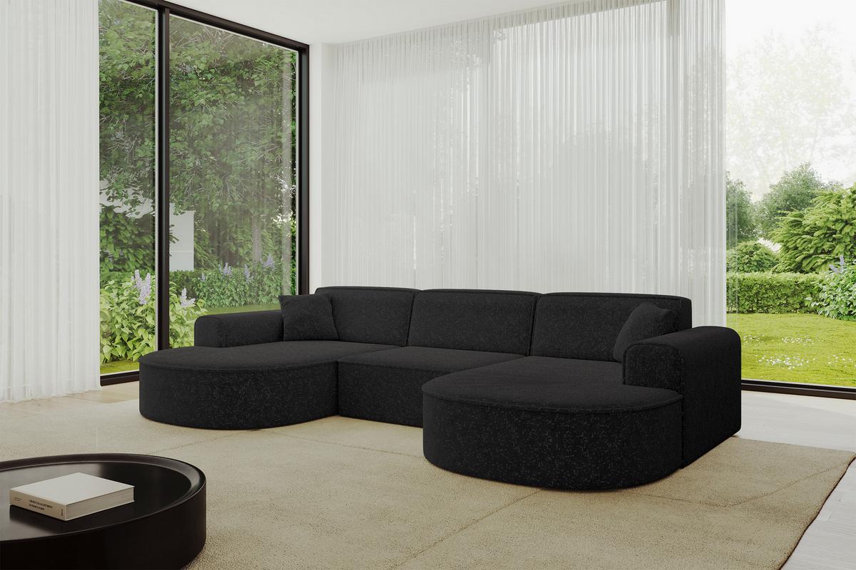 WOHNLANDSCHAFT MARI-U1 - 303x171x79 cm Schwarz Tissu - Schwarz, Holzwerkstoff/Kunststoff (303/79/171cm) - ALTDECOR