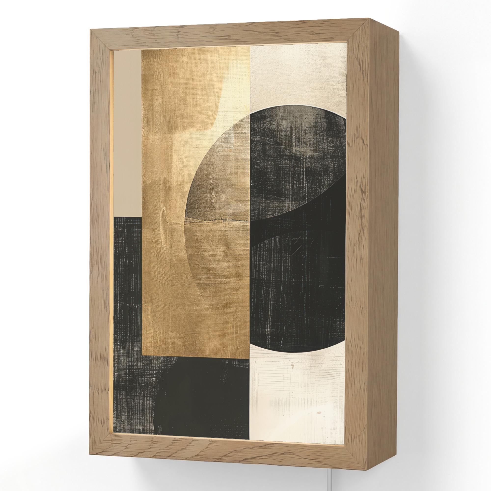 WANDLEUCHTE Abstrakt - Modern - Schwarz - Gold 20x30 cm - Sandfarben, Holzwerkstoff (20/30/8cm) - OnlyWow