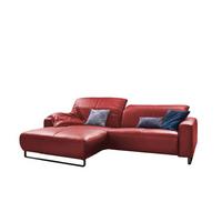 ECKSOFA YORK Hochglanz Rot Leder - Kirschrot/Schwarz, Leder (284/180cm) - KAWOLA