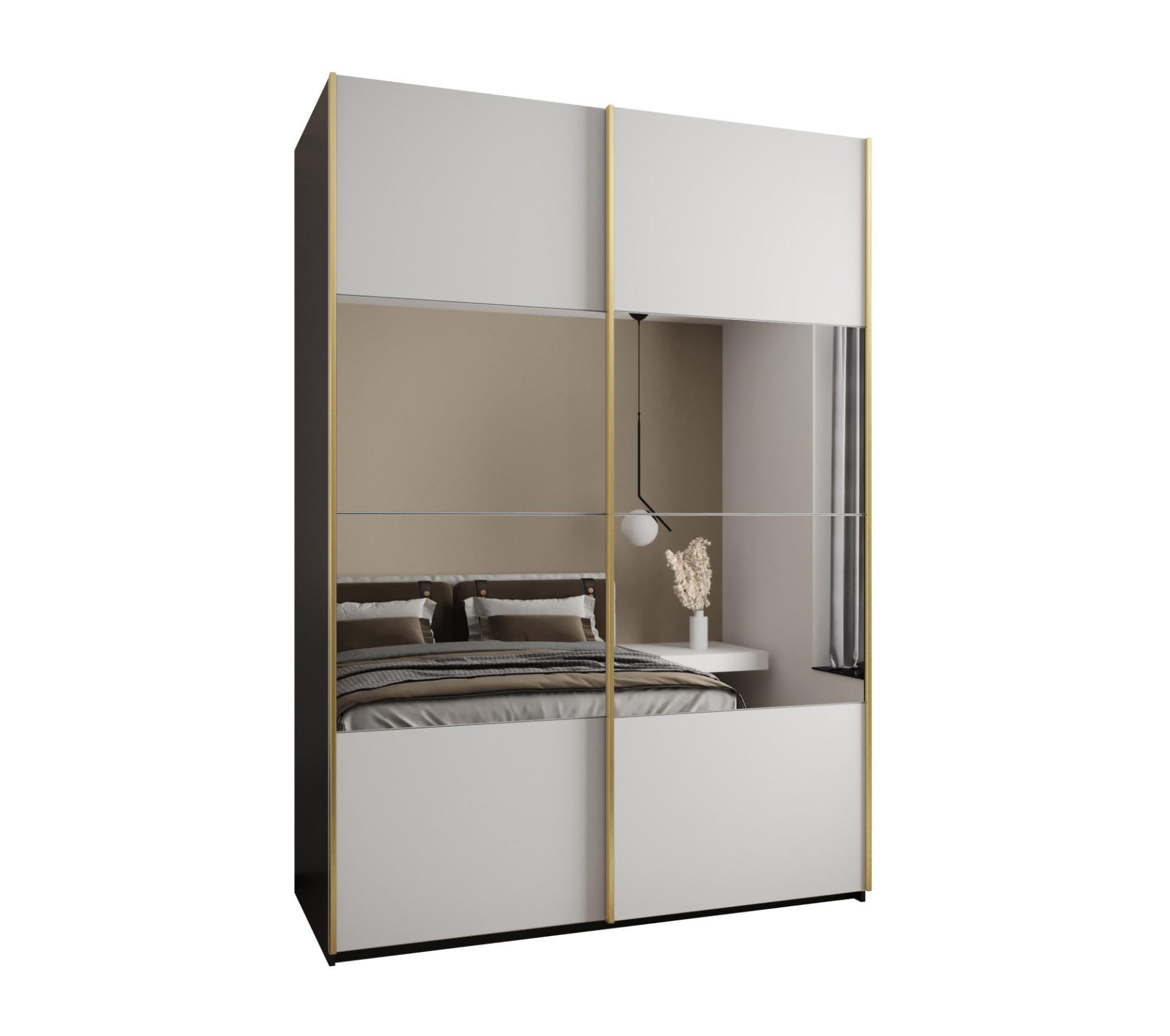 SCHWEBETÜRENSCHRANK 245,5/170/64 2-türig - Goldfarben/Schwarz, Holz/Metall (170/245/64cm) - Abiks Möbel