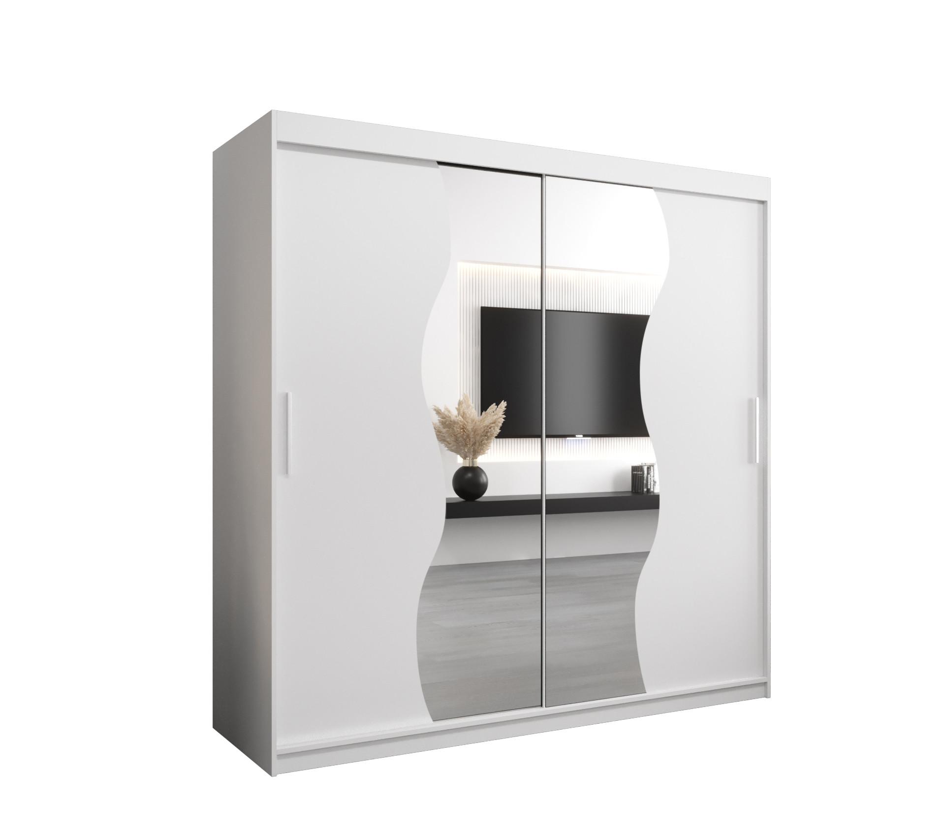 SCHWEBETÜRENSCHRANK 200/200/62 2-türig - Silberfarben/Weiß, Holz/Kunststoff (200/200/62cm) - MÖBEL KRYSPOL