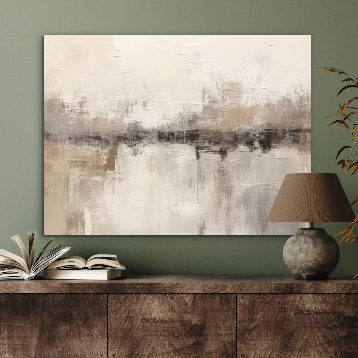 METALLBILD Moderne Kunst - Abstrakt - Beige 80x60 cm - Beige, Metall (80/60cm) - MuchoWow