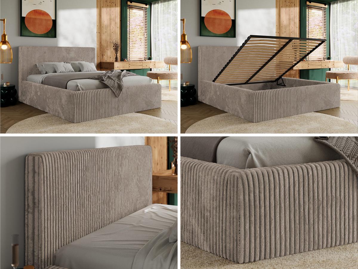 POLSTERBETT TILIANO CLASSIC 200/200 - Hellbraun Cord - Multipocket-Matratze - Hellbraun, Textil (200/200cm) - MKS