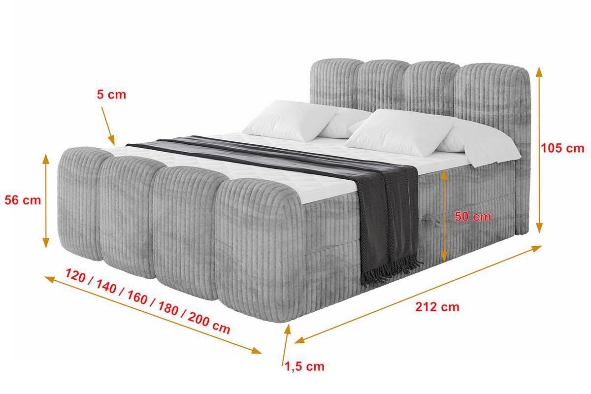 BOXBETT mit Matratze H4 und Lattenrost - NINA-Z - 160x200 cm Tila - Hellgrau - Hellgrau, Holzwerkstoff (160/200cm)
