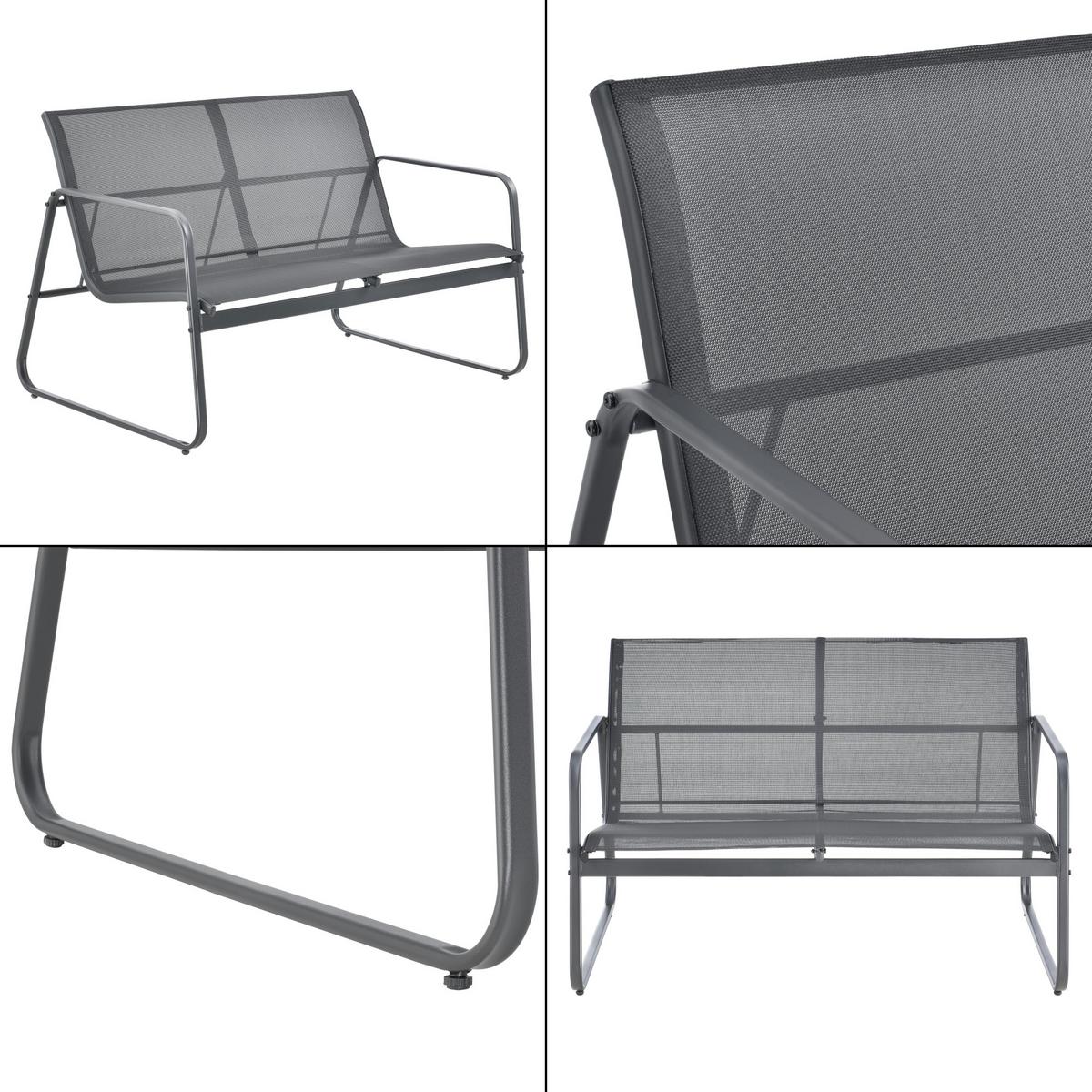GARTENMÖBEL-SET 4 TLG. Anzi - Grau, Glas/Textil - casa.pro