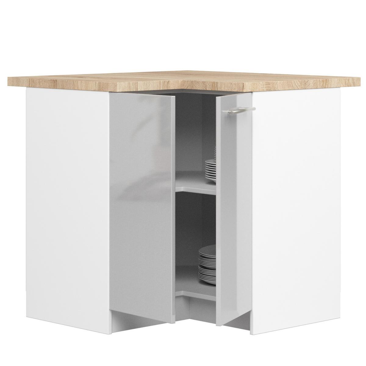 UNTERSCHRANK Weiß, Metallisch Glanz 85/90/46 - Silberfarben/Weiß, Holzwerkstoff (90/85/46cm) - RAUMHIRSCH FURNITURE