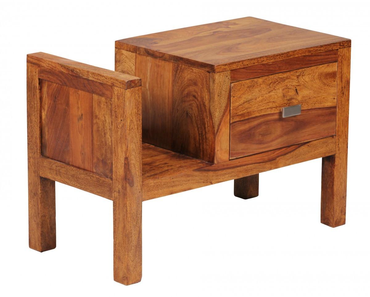 NACHTTISCH – Massivholz, Landhausstil, 60x30x40 cm, Schublade & Ablage - Braun, Holz/Metall (60/40/30cm) - KADIMA DESIGN