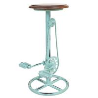 HOCKER aus Metall und Holz, 40x73cm - Blau, Holz (40/73/40cm) - Wanderlust