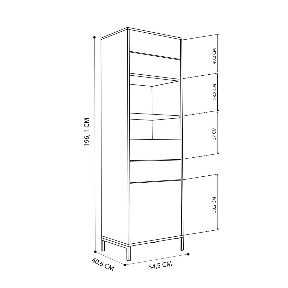 GLASVITRINE klein mit 1 Schublade und 2 Türen, Beige - Beige, Holzwerkstoff (196/55/41cm) - Idohome
