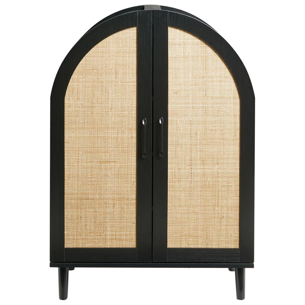 SCHUHSCHRANK Schwarz Bicheno - Schwarz, Holzwerkstoff (70/100/38cm) - Beliani