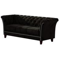 CHESTERFIELD-SOFA 3-Sitzer Fusion Schwarz Samt - Schwarz/Braun, Holz/Textil (237/75/82cm) - S-Style