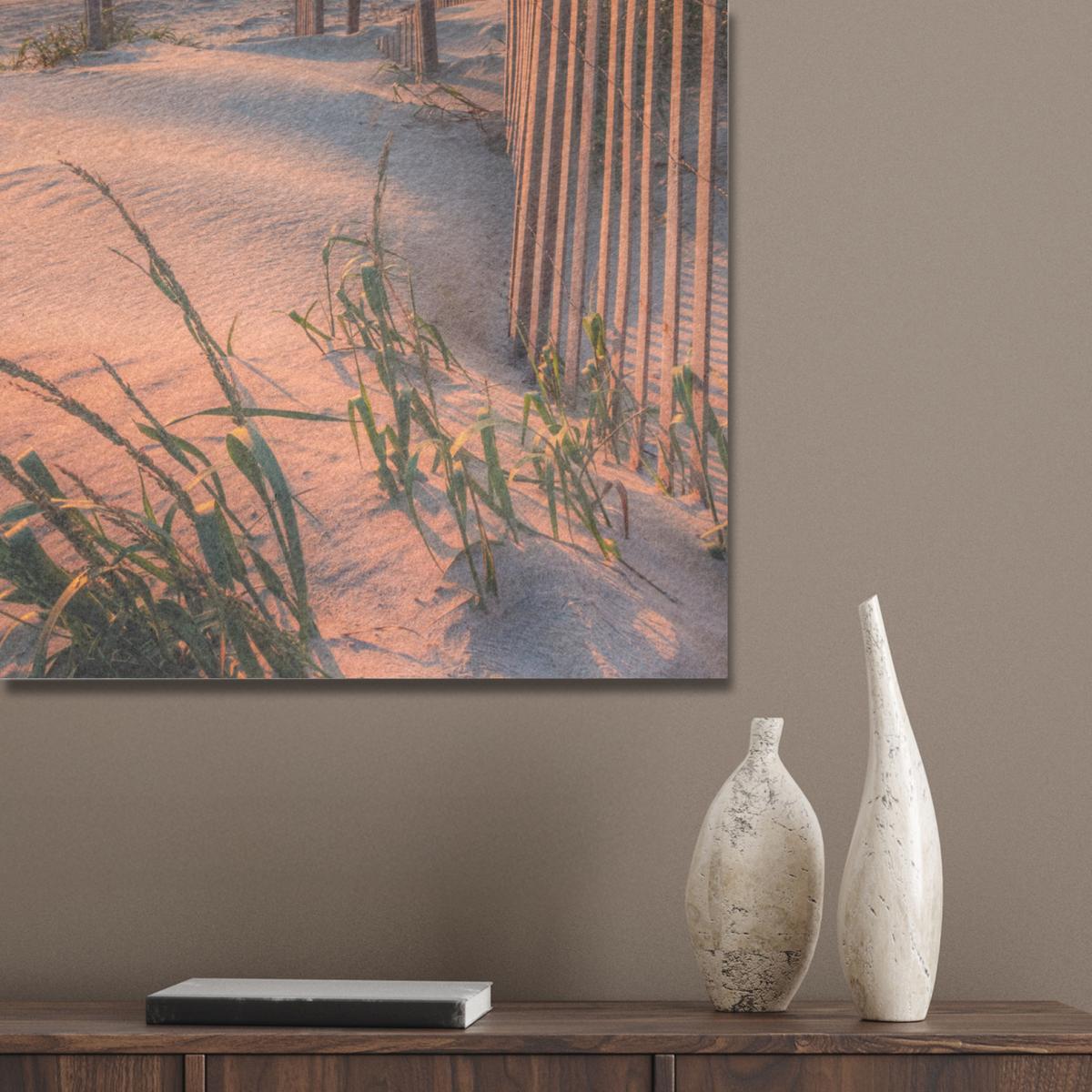 AKUSTIKBILD Strand - Meer - Düne - Sonnenuntergang - Landschaft Akustikpaneele 80x80 cm - Beige, Kunststoff (80/80/0.9cm) - MuchoWow