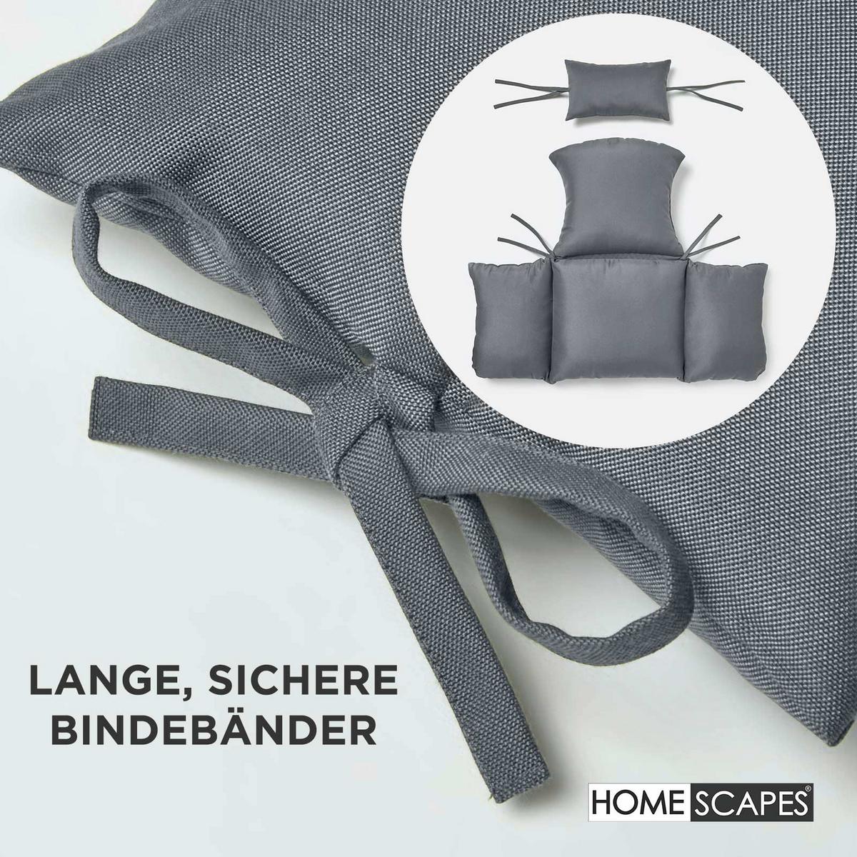 HÄNGESESSEL-KISSEN wetterfest mit Kopfstütze - Grau, Textil (110/15/112cm) - Homescapes