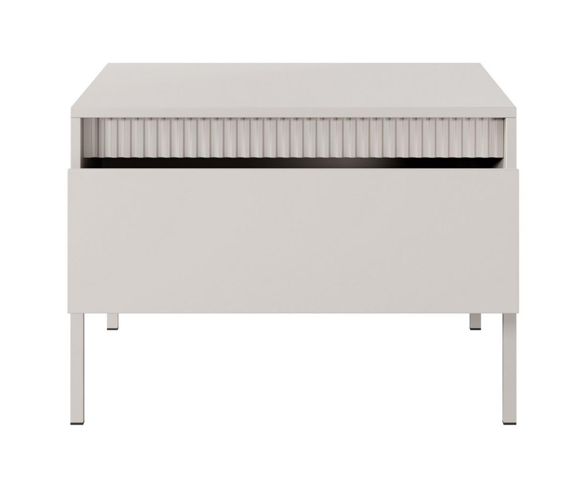 COUCHTISCH Trentinis 1S Beige 68/48,4/68 cm – Geriffelten Fronten - Beige, Holzwerkstoff/Metall (68/68/48.4cm) - AX Living