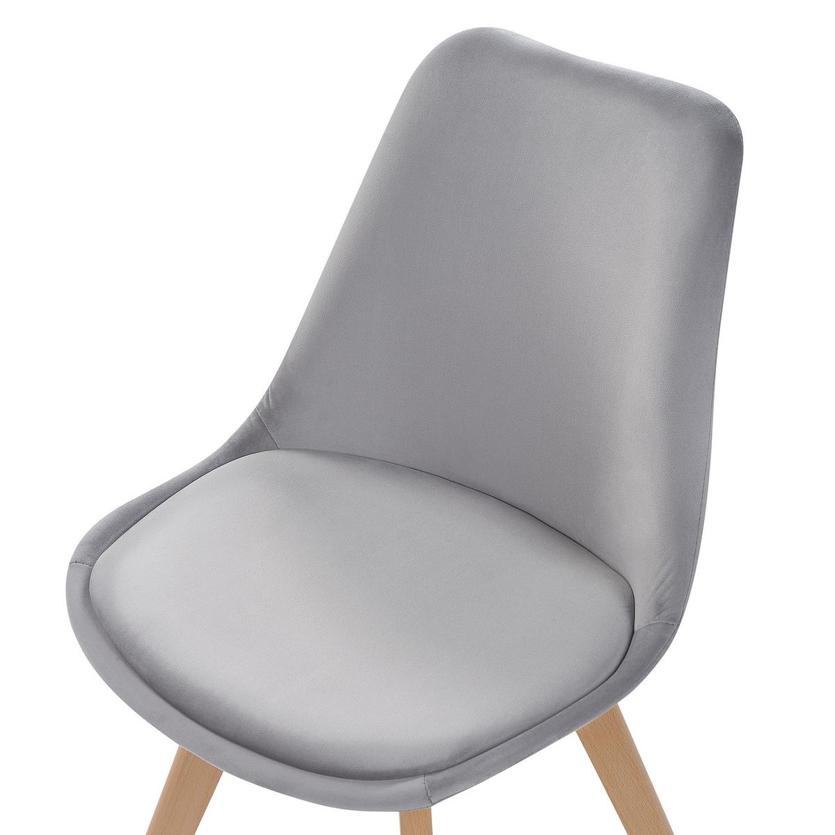 ESSZIMMERSTUHL 2er-Set Samtstoff Grau Dakota - Grau, Holz/Textil (47/82/57cm) - Beliani