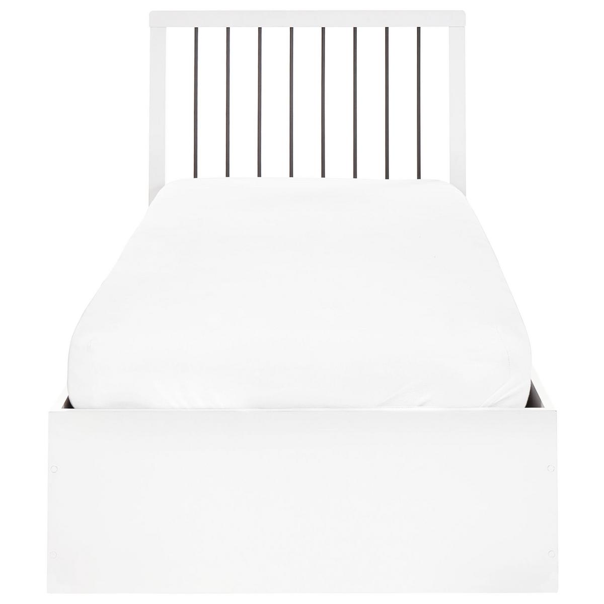 BETT mit Stauraum 90/200 cm MDF-Platte Cremeweiß Rouvillers - Creme, Holz (90/200cm) - Beliani