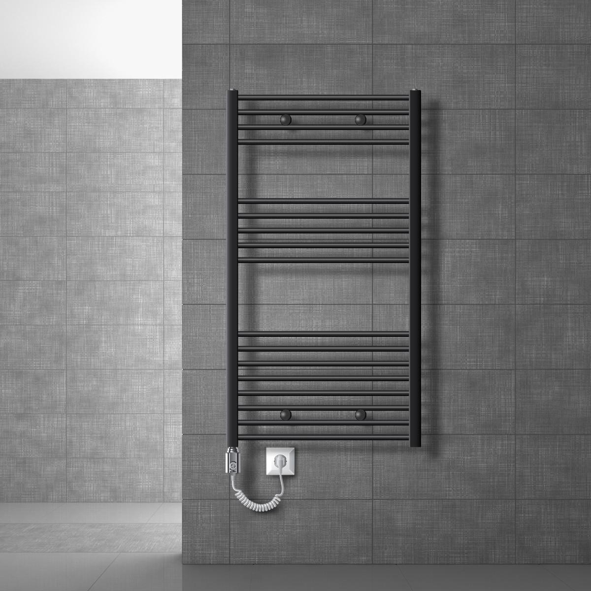 BADHEIZKÖRPER elektrisch Sahara 750x1200 mm Anthrazit gerade mit Heizstab 900W - Anthrazit, Metall (3/120/75cm) - LuxeBath