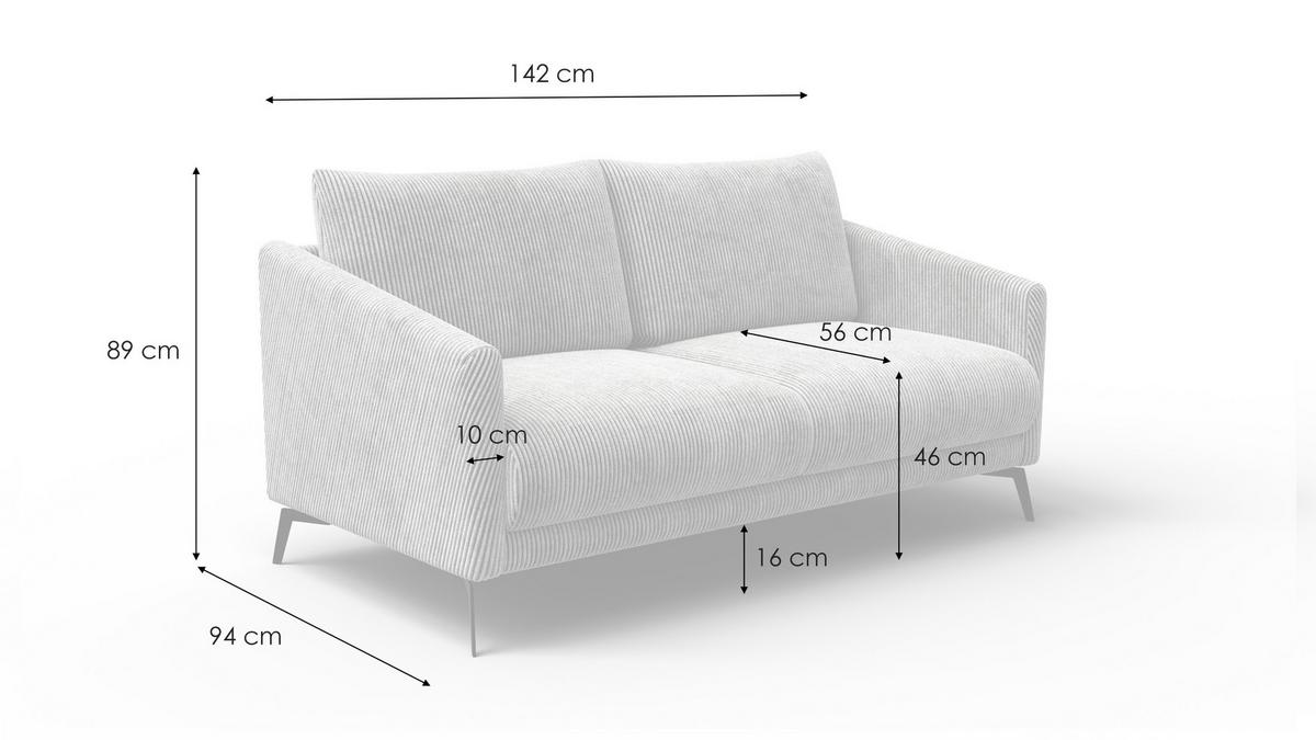 SOFA VILT 2-Sitzer, hellgrau - Hellgrau/Schwarz, Holzwerkstoff/Textil (142/89/94cm) - Wozimo