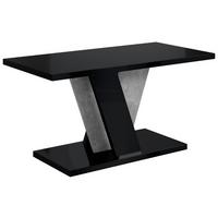 KAFFEETISCH 110x70x60 cm - Hochglanz Schwarz / Betonoptik - INEY - Schwarz Hochglanz, Holzwerkstoff (110/70/60cm) - ALTDECOR