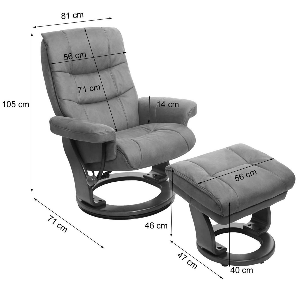 RELAXSESSEL MIT HOCKER Schwarz, Braun - Schwarz/Braun, Textil (81/105/92cm) - MCA