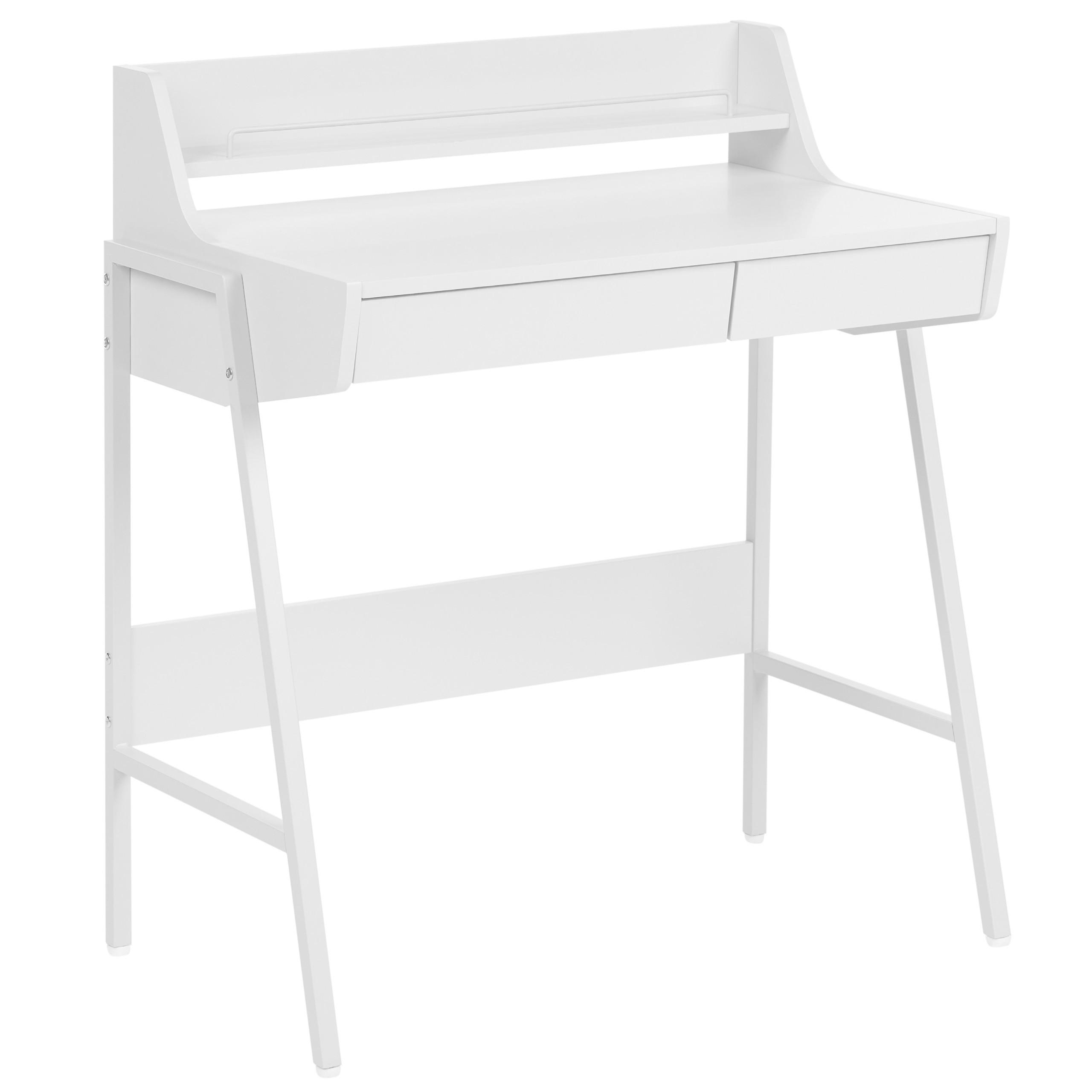 SCHREIBTISCH mit Regalaufsatz Weiß 77/46 cm Broxton - Weiß, Holzwerkstoff (46/77/89cm) - Beliani