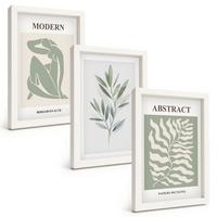 BILDER SET 3er Set - 20x30 cm Weißer Rahmen - Matisse Aquarell Boho-Design - Weiß, Kunststoff (20/30cm) - TULUP