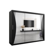 SCHWEBETÜRENSCHRANK 200/250/62 3-türig - Silberfarben/Schwarz, Holz/Kunststoff (250/200/62cm) - MÖBEL KRYSPOL