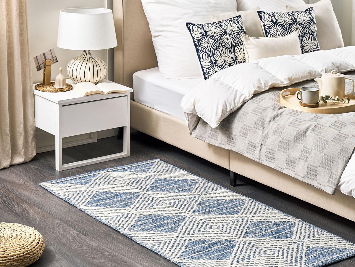 KURZFLOR-TEPPICH Datca 150/80 cm - Blau, Textil (80/150cm) - Beliani