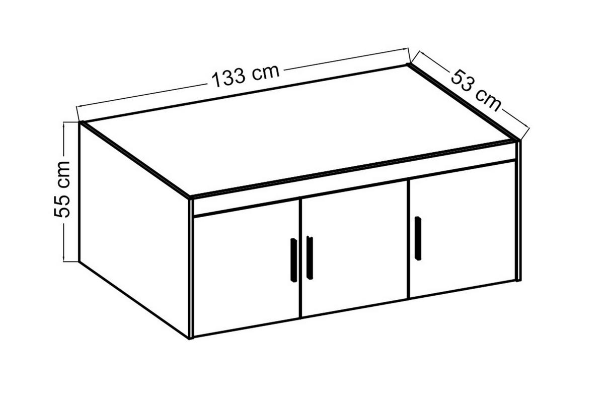 AUFSATZSCHRANK Storicos Eiche Lefkas 133/55,5/53 cm - 3T Modern - Braun, Holzwerkstoff/Kunststoff (133/55/53cm) - AX Living