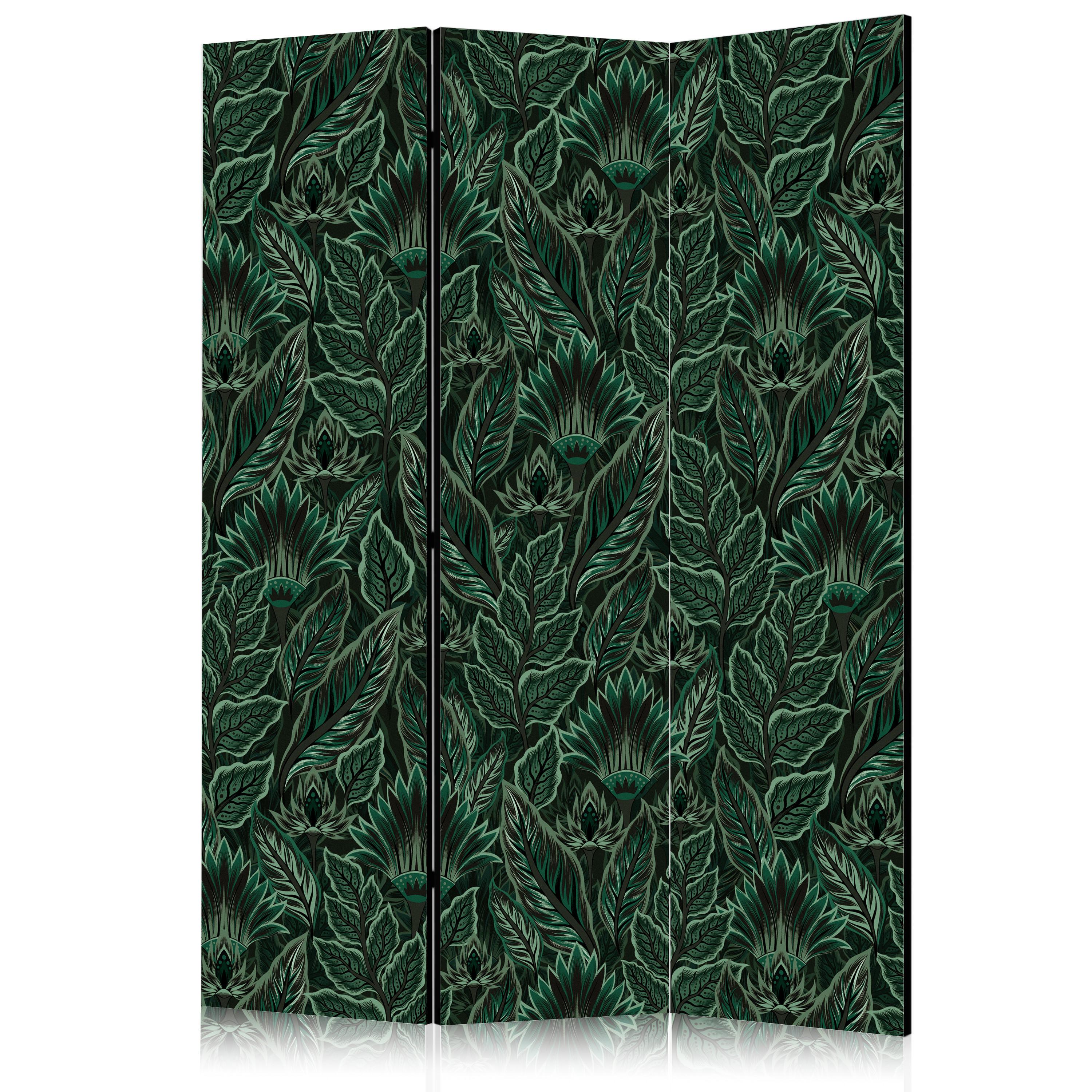 PARAVENT Akustik 3-tlg 135x172 cm Gr ne Bl tter - Grün, Holz/Textil (135/172/3cm) - Muralo