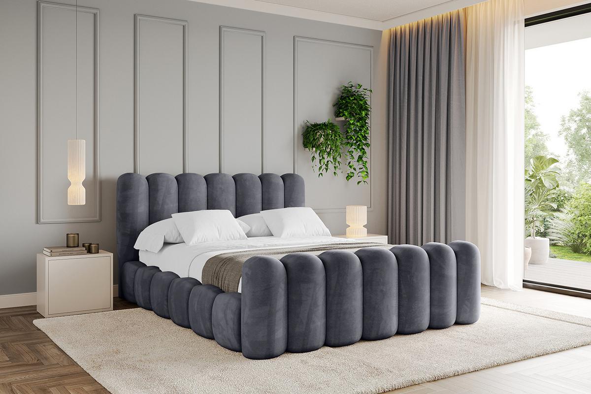 POLSTERBETT mit Bettkasten, Fußteil und Lattenrost, Boxbett ohne Matratze - SENA-Z 140x200 Dunkelgrau - Dunkelgrau, Holzwerkstoff/Textil (140/200cm) - ALTDECOR