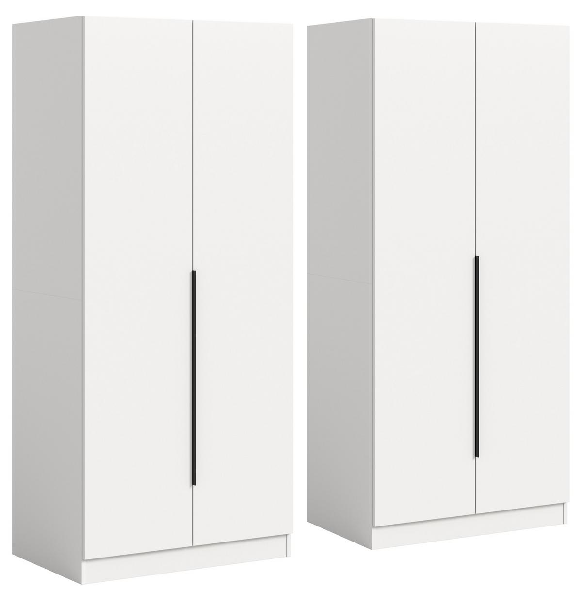 KLEIDERSCHRANK weiß 4-türig 160 x 181 cm, Drehtürenschrank mit Kleiderstange - Schwarz/Weiß, Holzwerkstoff/Kunststoff (160/181/52cm) - Inn.Furn