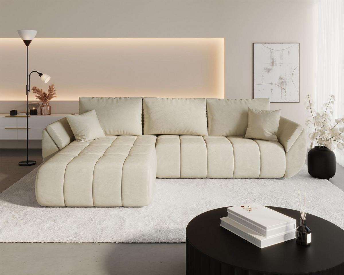ECKSOFA Misato In Monolith - Creme, Holzwerkstoff/Textil (175/280cm) - Fun Möbel