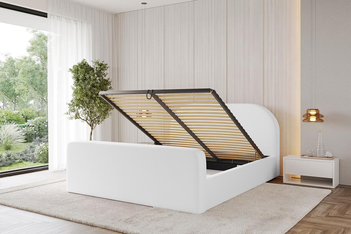 POLSTERBETT mit Bettkasten, Fußteil und Lattenrost, Boxbett ohne Matratze - TIVON-Z 180x200 Weiß Kunstleder - Weiß Hochglanz, Holzwerkstoff/Textil (180/200cm) - ALTDECOR