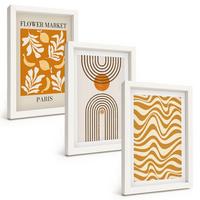 BILDER SET 3er Set - 20x30 cm Weißer Rahmen - Poster mit geometrischen Pflanzenmustern - Weiß, Kunststoff (20/30cm) - TULUP