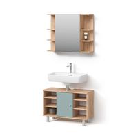 BADMÖBEL-SET Fucino Grün 2 Teile, Unterschrank 80 cm - Grün, Holzwerkstoff (60/54/32cm) - Livinity®
