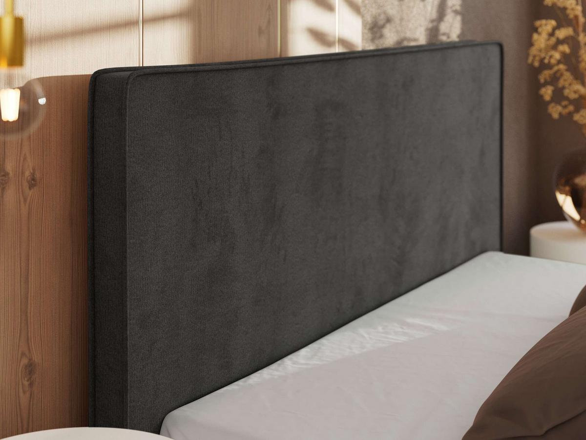 POLSTERBETT CORIVO CLASSIC 160/200 - Dunkelgrau Velvet - ohne Matratze - Dunkelgrau/Schwarz, Kunststoff/Textil (160/200cm) - MKS